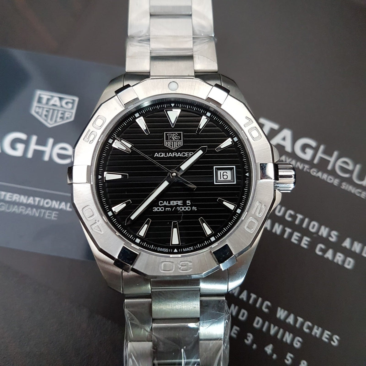 Tag Heuer Aquaracer Automatic Black Dial Silver Steel Strap Watch for Men - WAY2110.BA0928