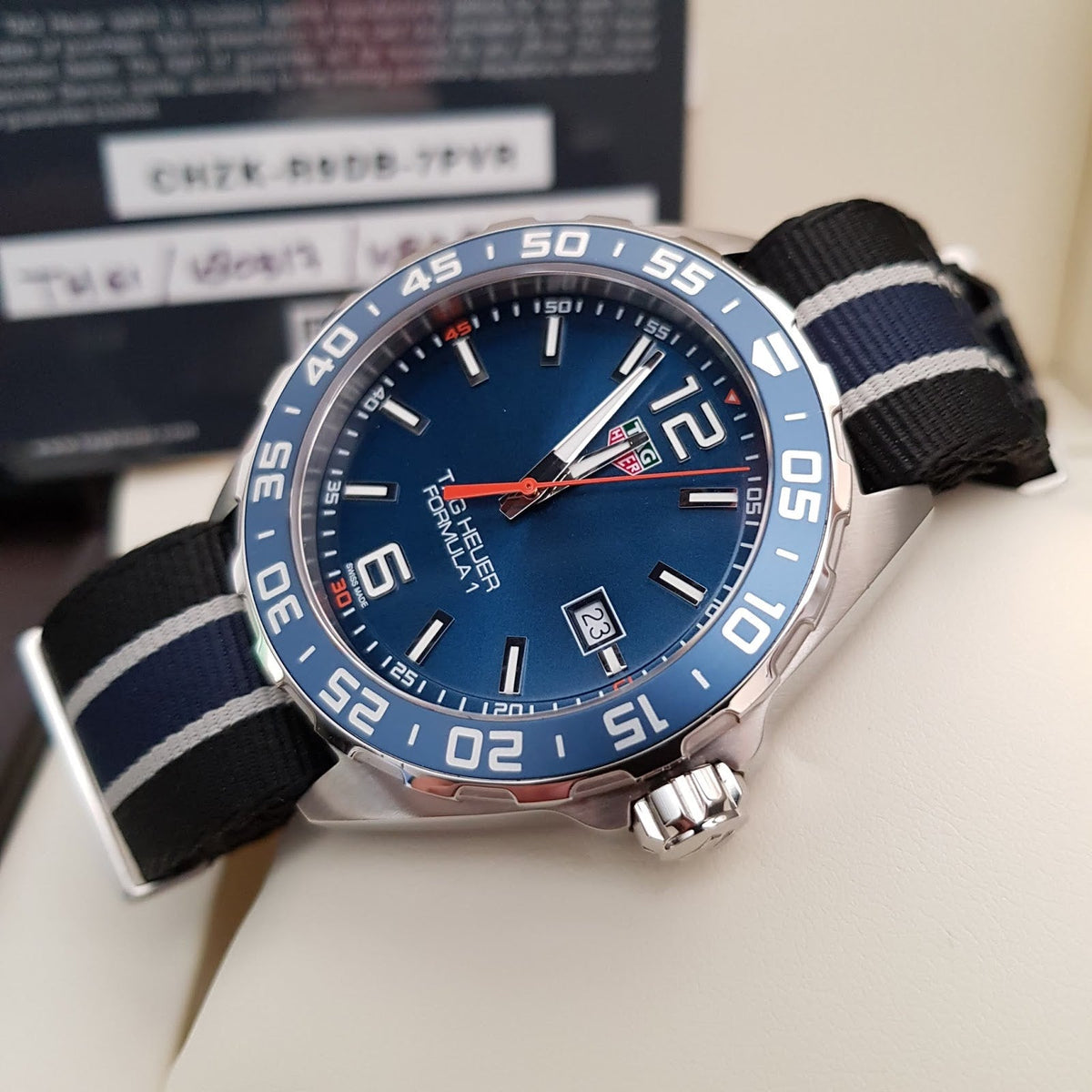 Tag Heuer Formula 1 Quartz Blue Dial Two Tone NATO Strap Watch for Men - WAZ1010.FC8197