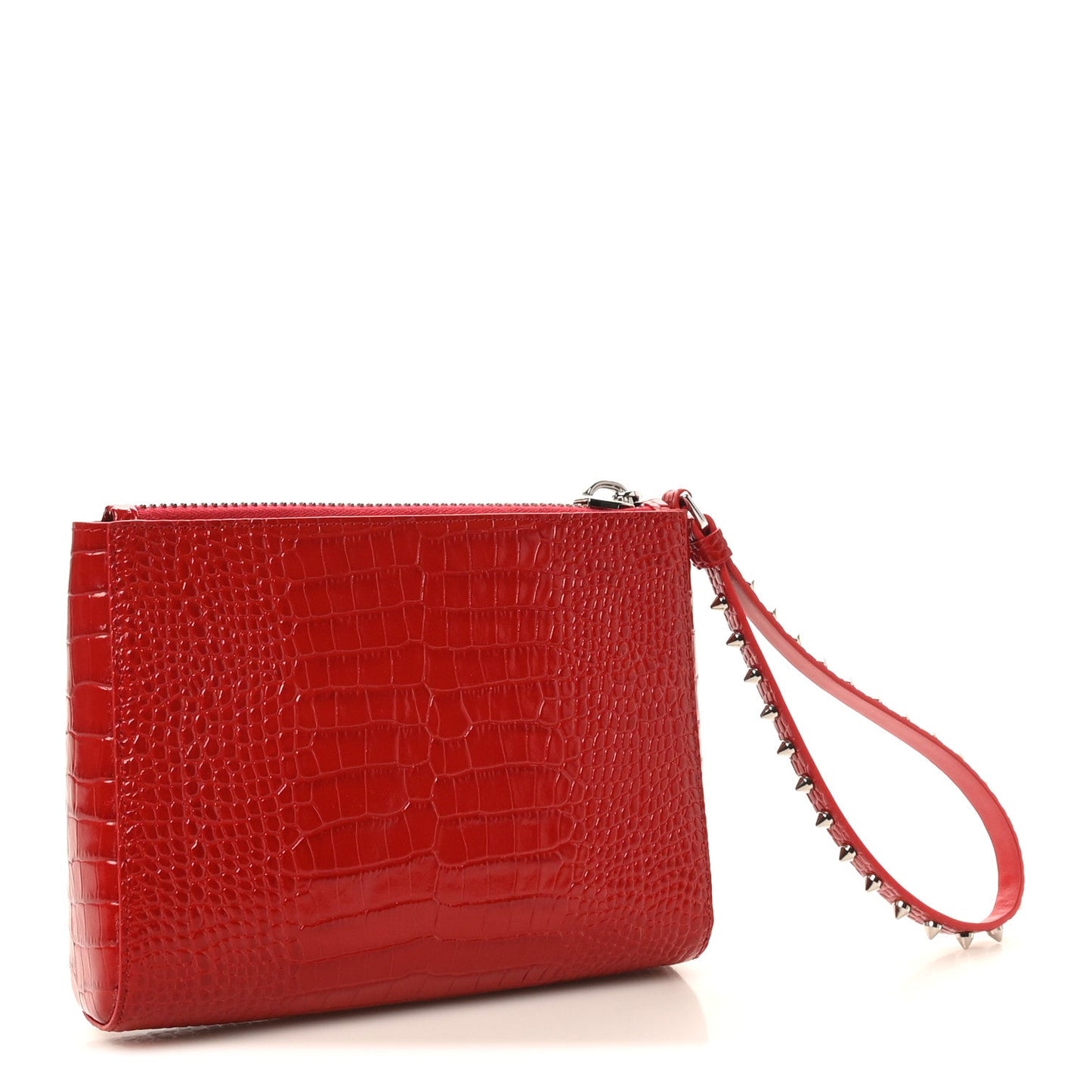 Calfskin Crocodile Embossed Mini Cabata Pouch Loubi