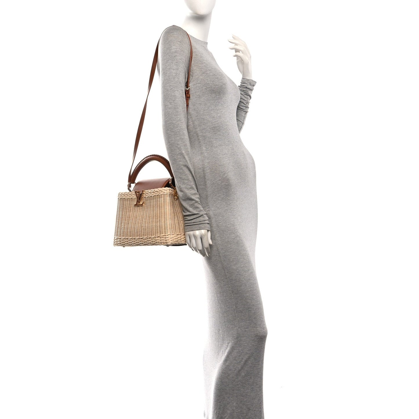 Rattan Calfskin Capucines BB Tan