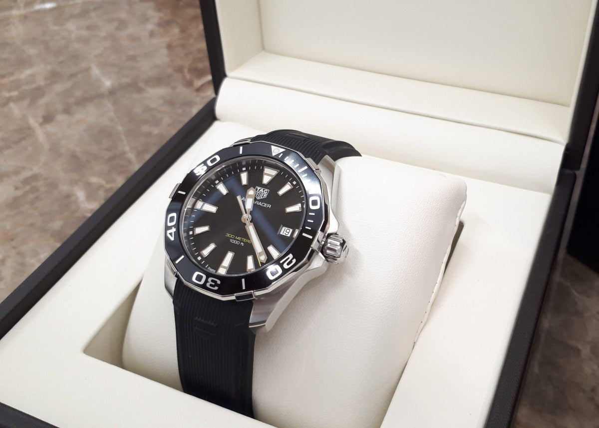 Tag Heuer Aquaracer Black Dial Black Rubber Strap Watch for Men - WAY111A.FT6151
