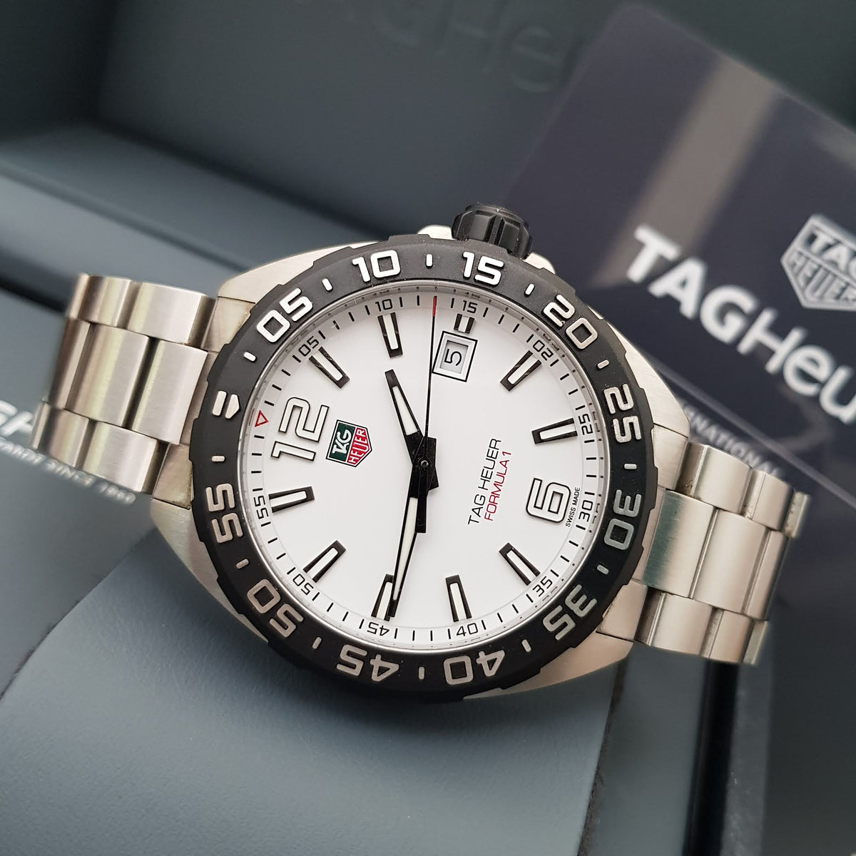 Tag Heuer Formula 1 White Dial Silver Steel Strap Watch for Men - WAZ1111.BA0875