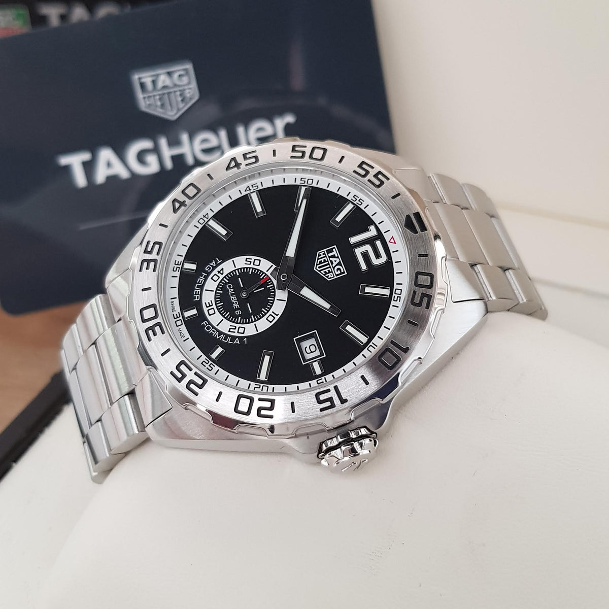 Tag Heuer Formula 1 Automatic Black Dial Silver Steel Strap Watch for Men - WAZ2012.BA0842