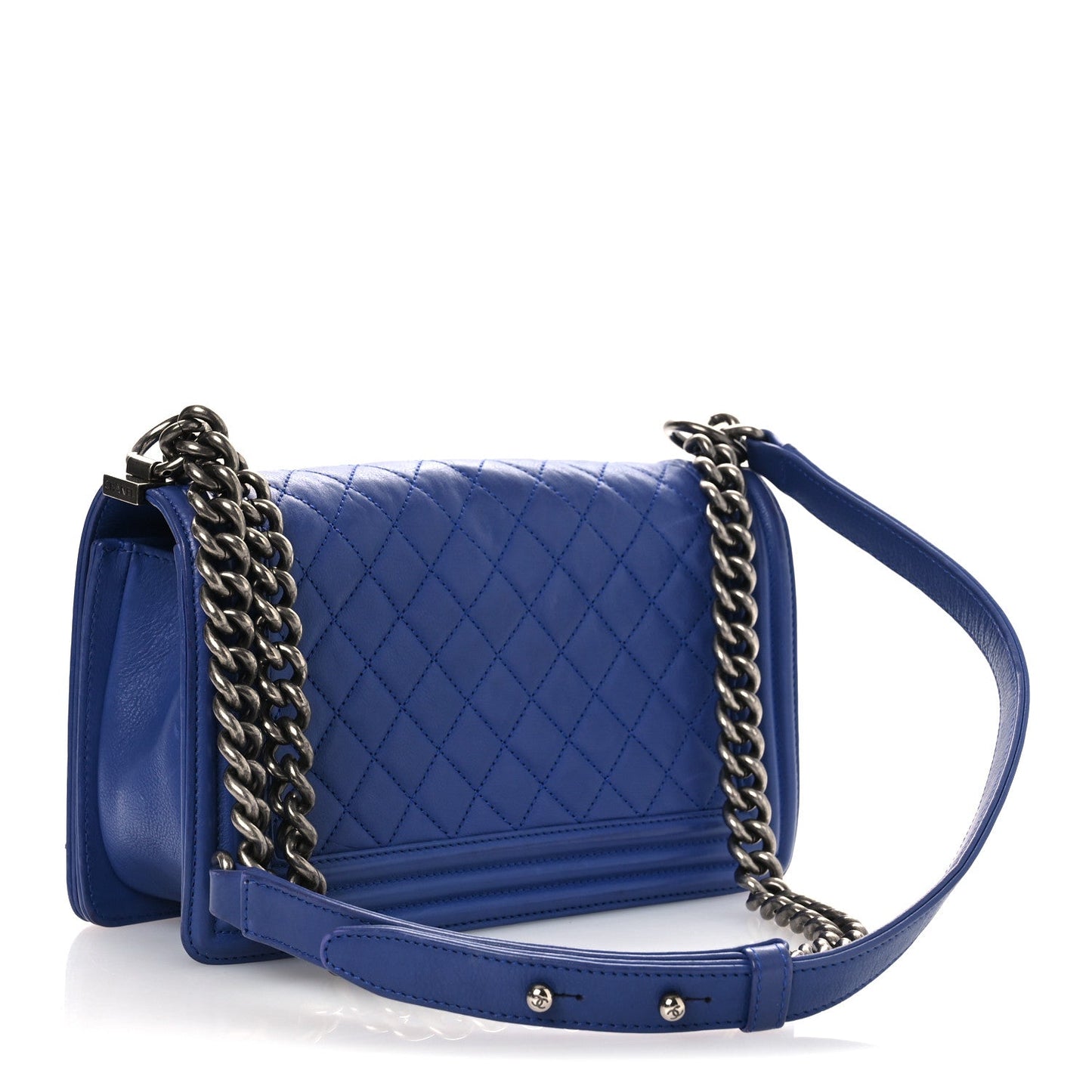 Calfskin Quilted Medium Boy Flap Blue