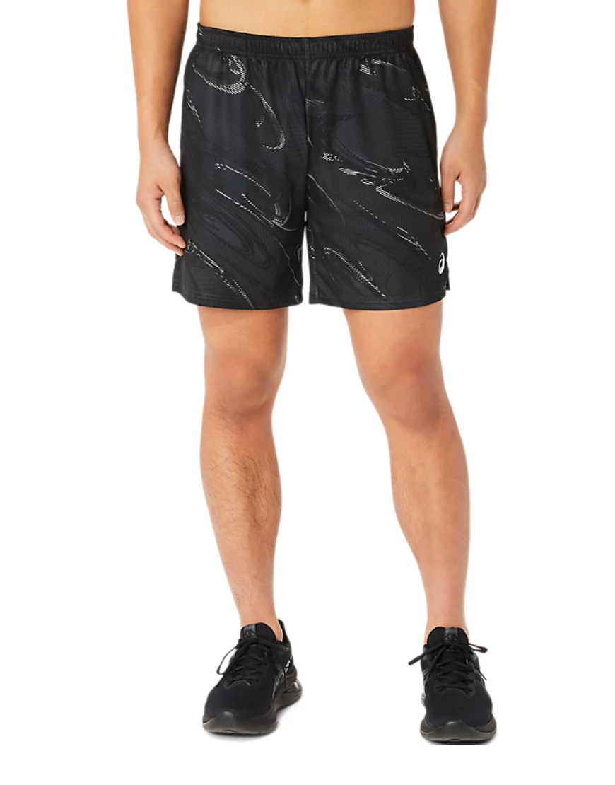 Suminagashi Motif Print 7 inch Shorts :Graphite Grey