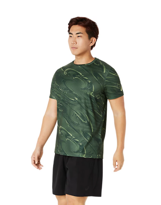 Suminagashi Motif Print Short Sleeve Top (2 Colors)