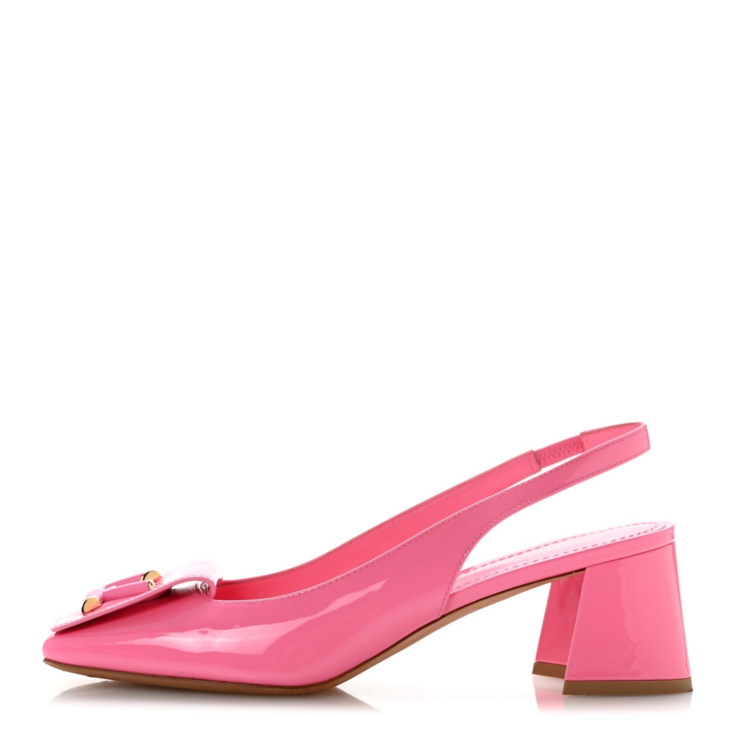 Patent Calfskin Shake Slingback Pumps 37.5 Pink