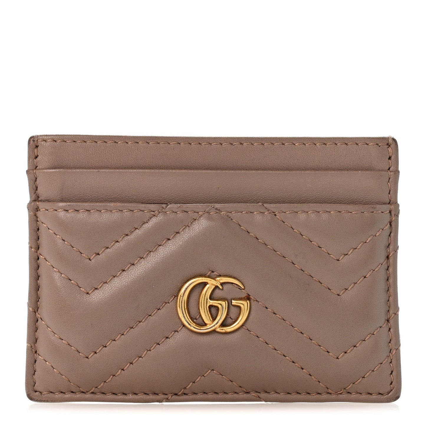 Calfskin Matelasse GG Marmont Card Holder Porcelain Rose