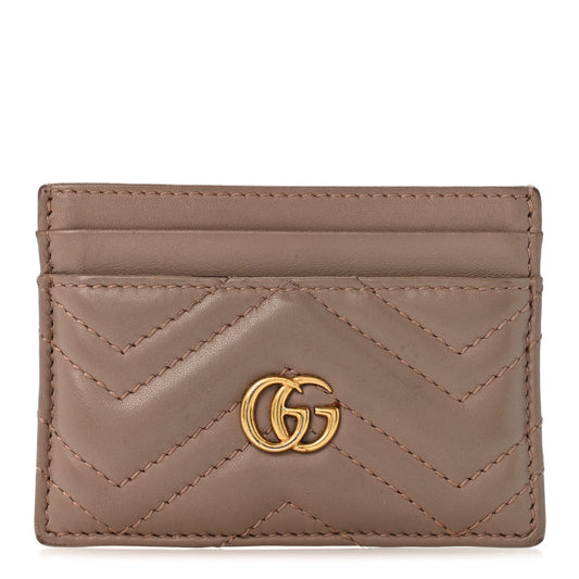 Calfskin Matelasse GG Marmont Card Holder Porcelain Rose