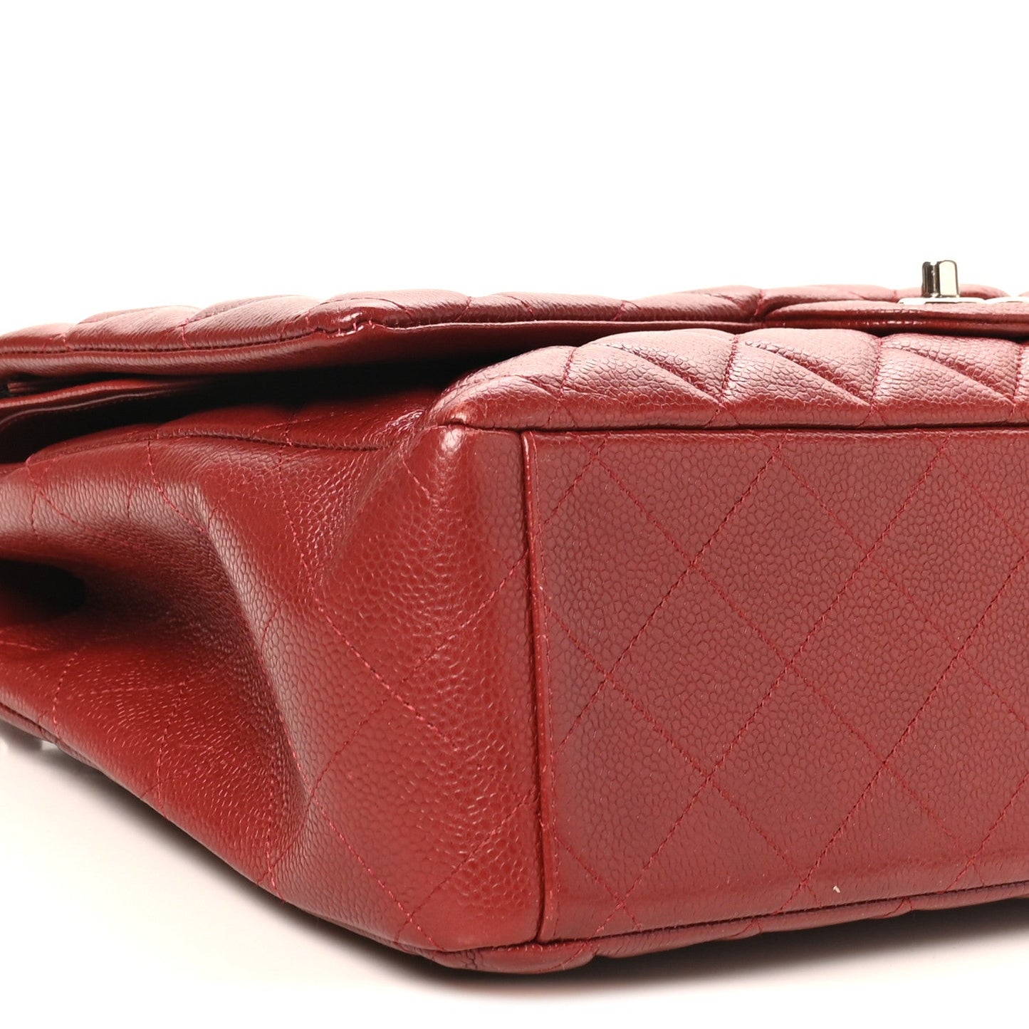 Caviar Quilted Maxi Double Flap Dark Red