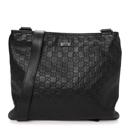 Guccissima Medium Flat Messenger Bag Black