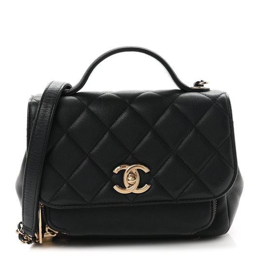 Caviar Quilted Small Business Affinity Flap Black