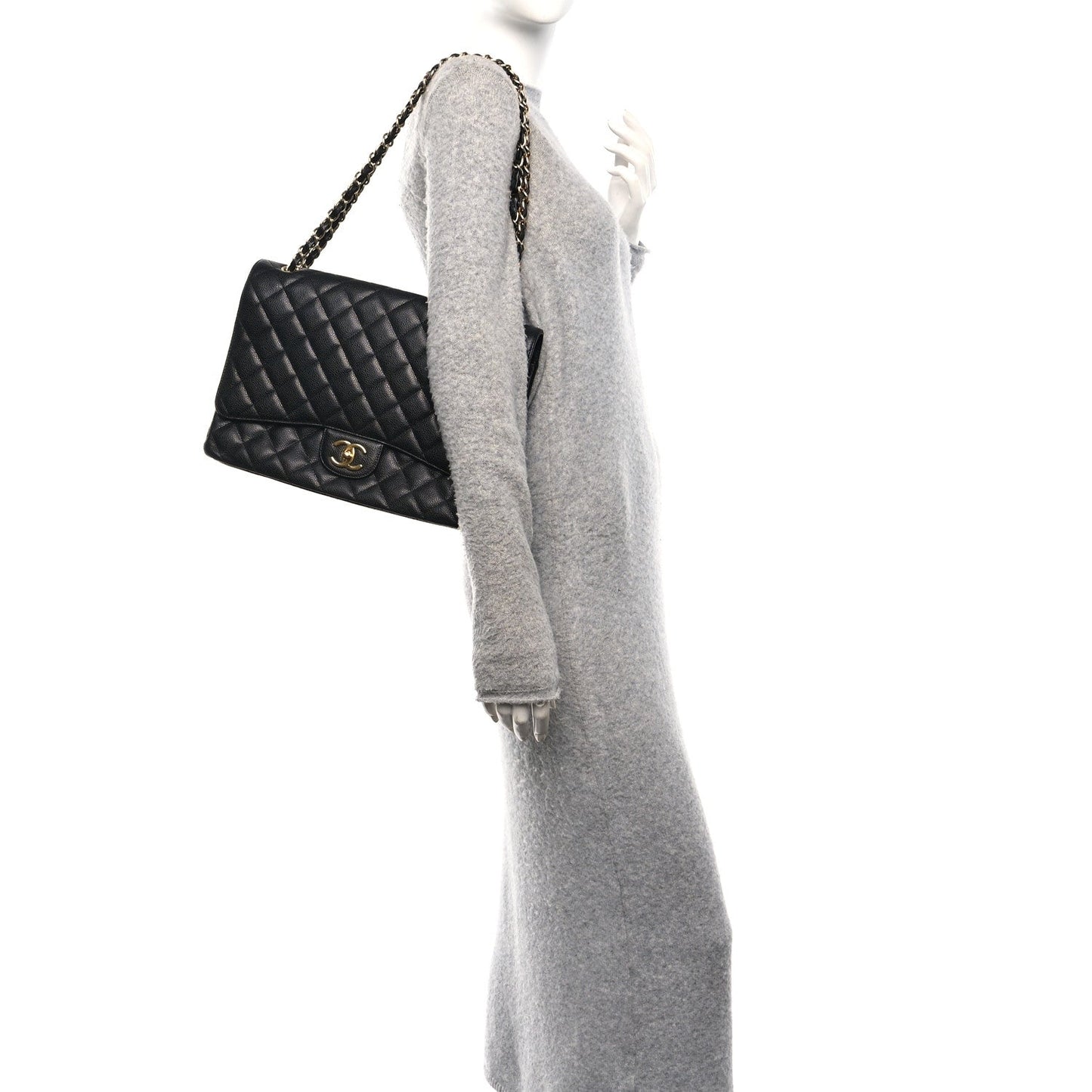 Caviar Quilted Maxi Double Flap Black