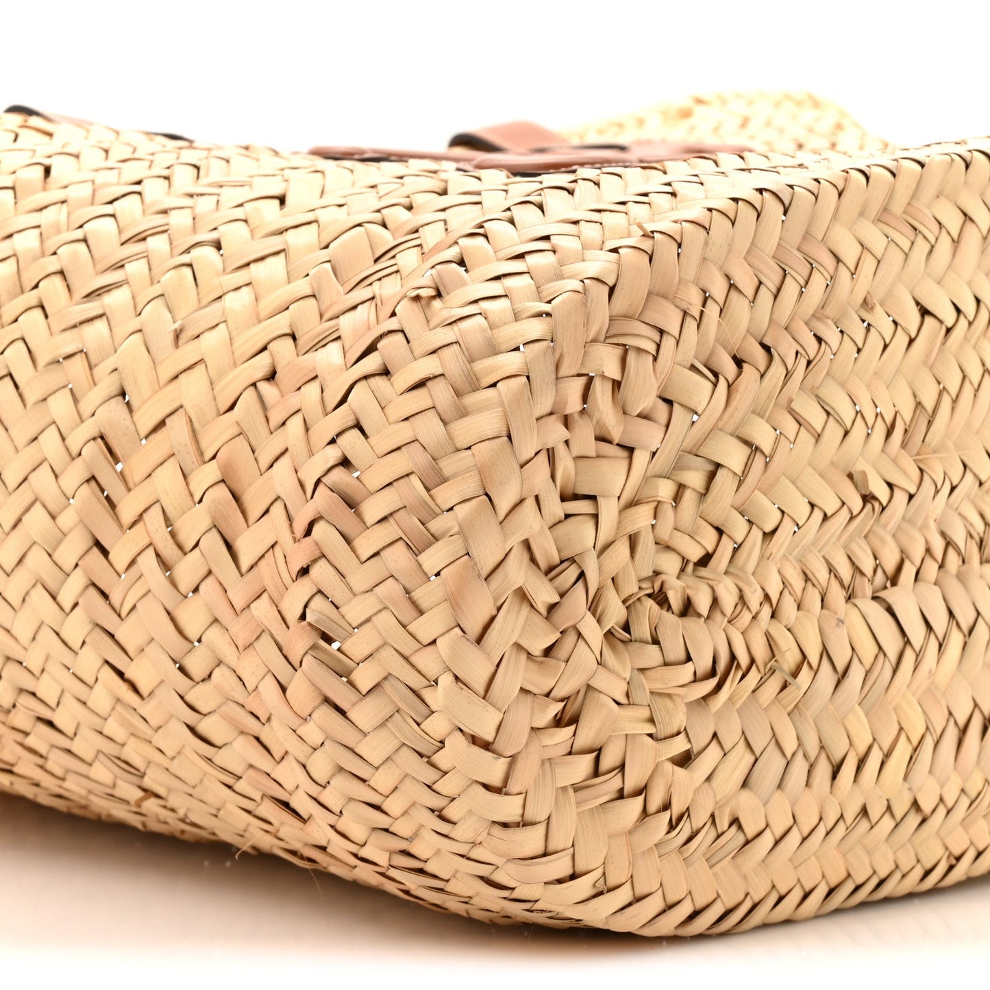 Raffia Calfskin Triomphe Medium Panier Tan