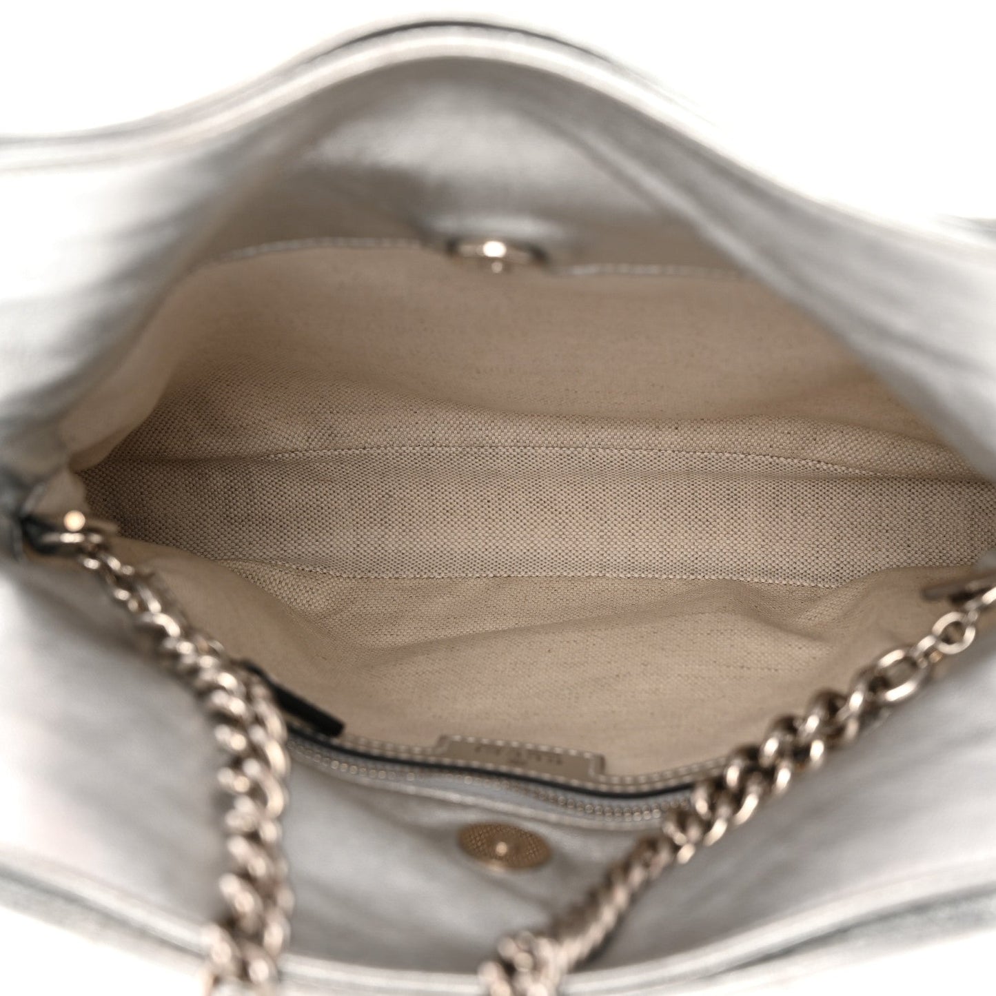 Sakai Be Green Calfskin Diagonal Stitched Small Blondie Tote Silver