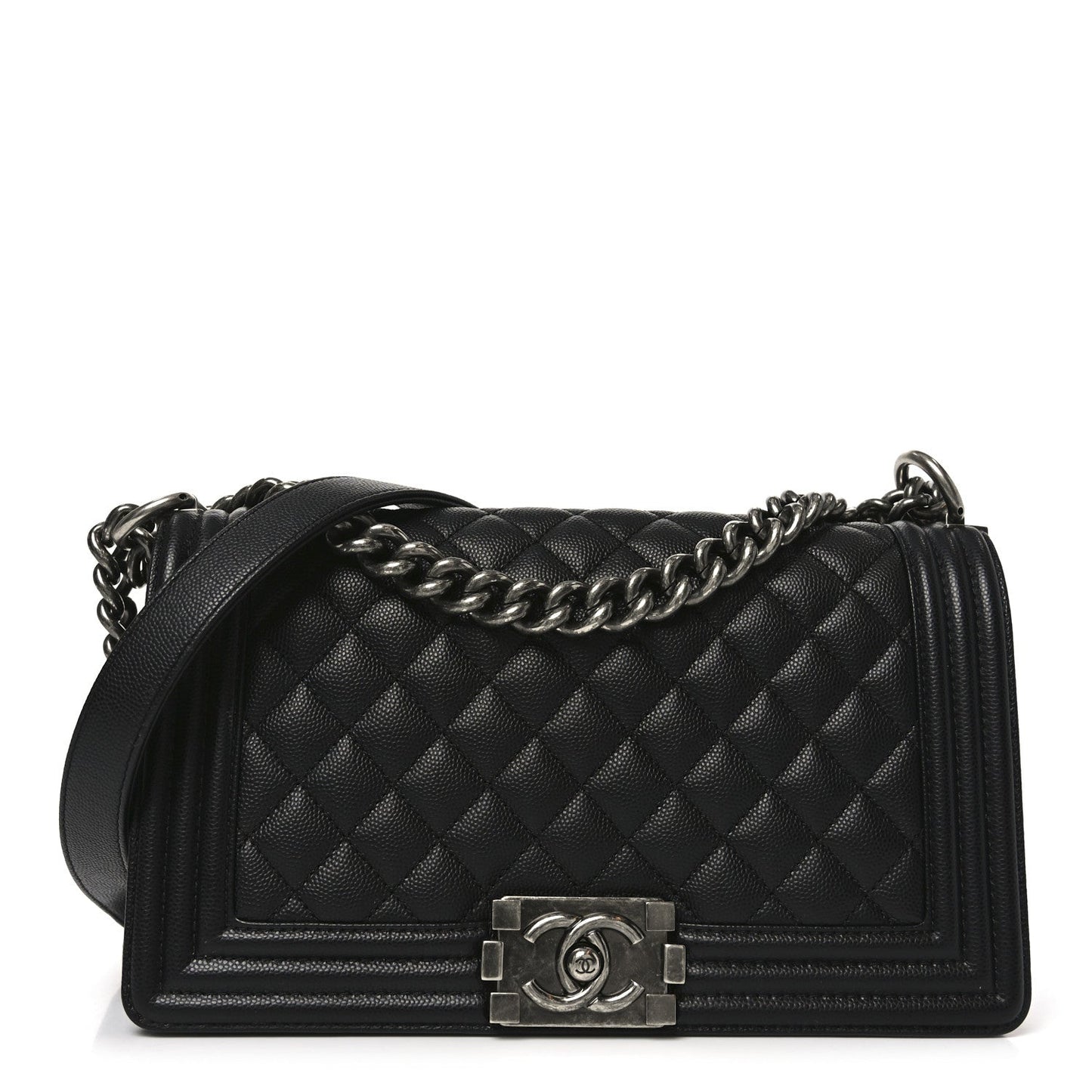 Caviar Quilted Medium Boy Flap Black