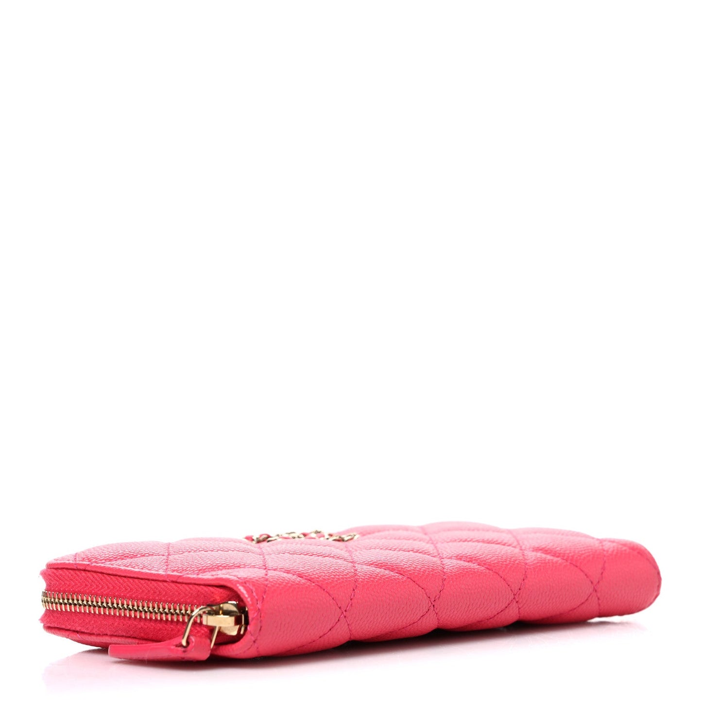 Caviar Quilted Small French New Wave Zip Around Wallet Pink