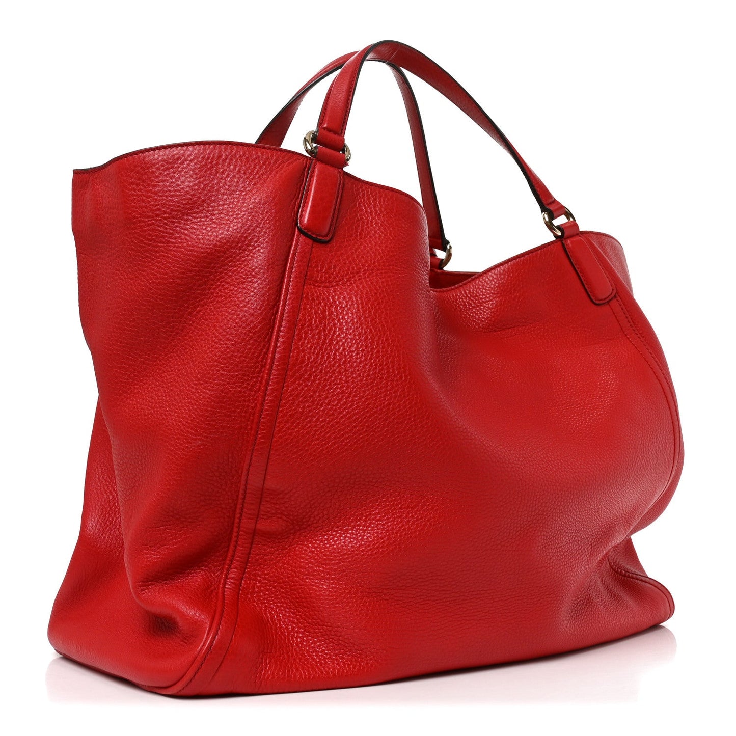 Pebbled Calfskin Large Soho Shoulder Bag Red