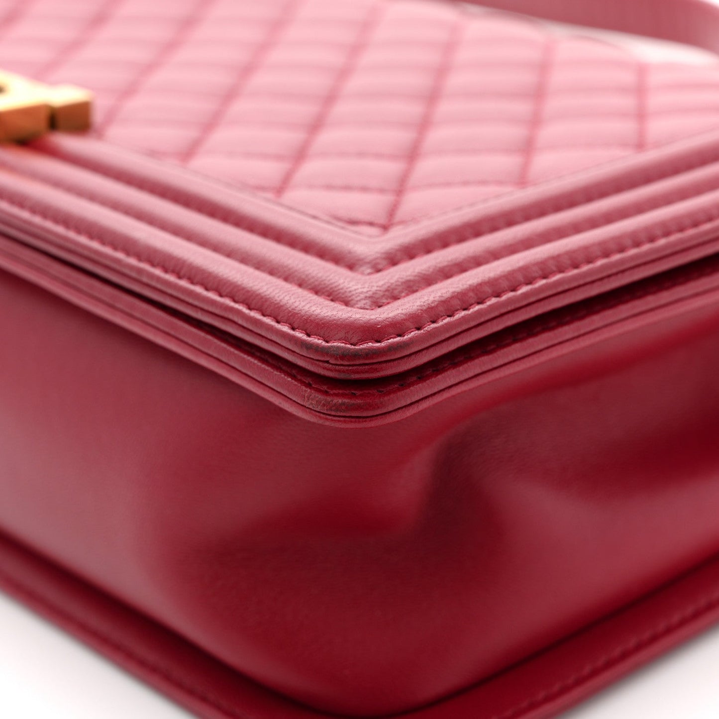 Lambskin Quilted New Medium Boy Flap Dark Red