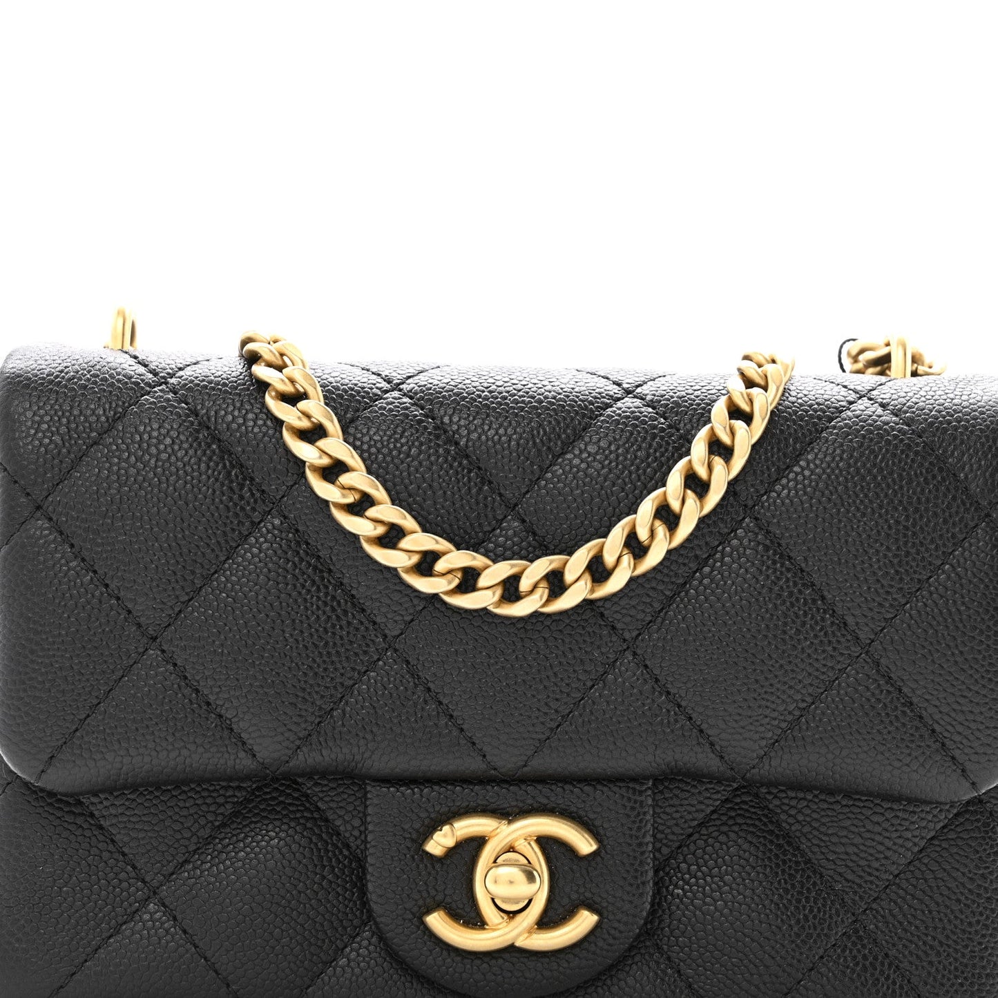 Caviar Quilted Mini Sweetheart Rectangular Flap Black