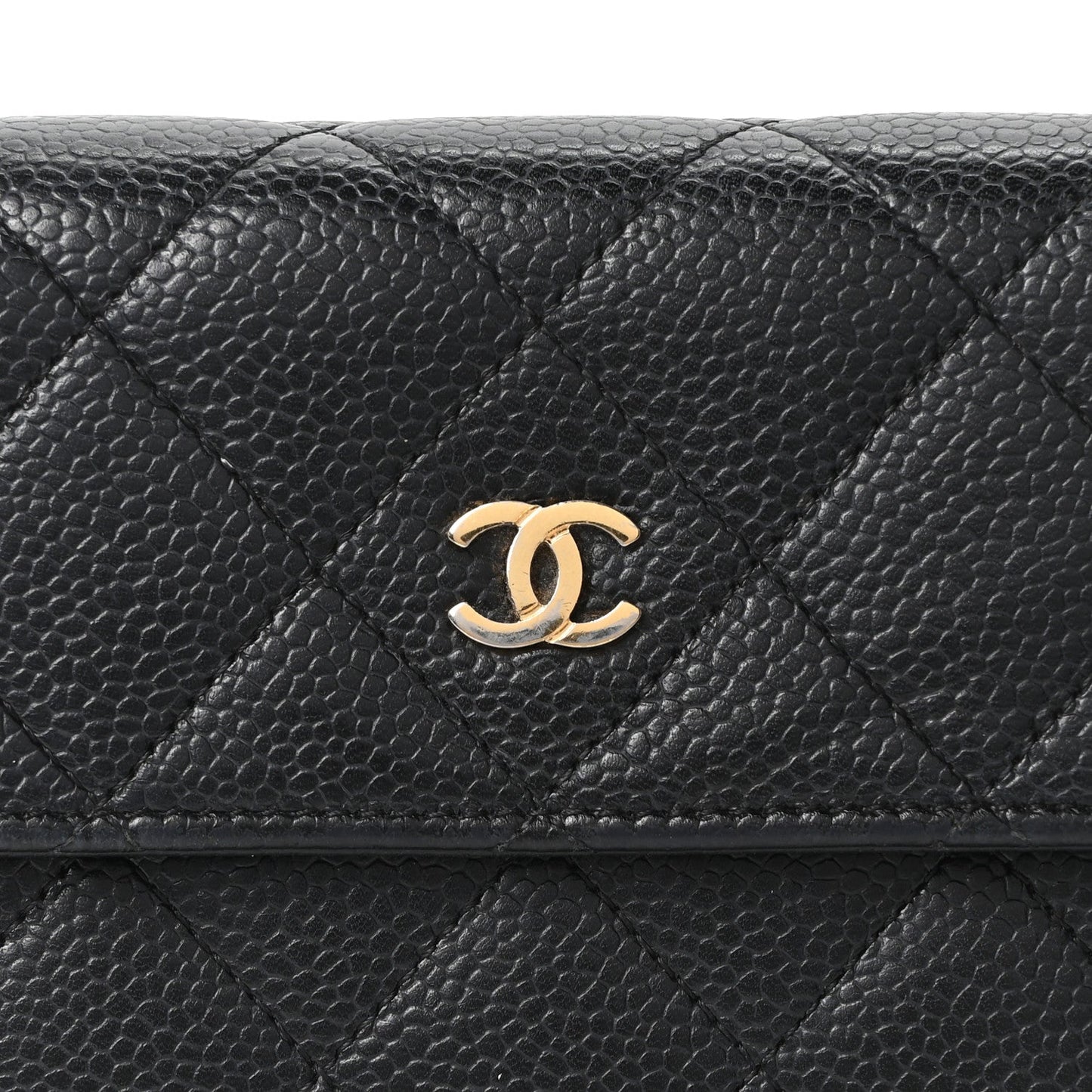 Caviar Quilted Large Gusset Flap Wallet Black