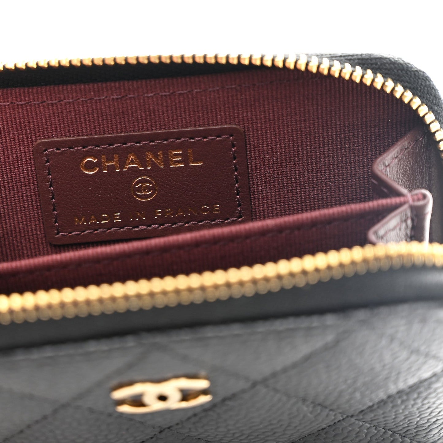 Caviar Quilted Zip Coin Purse Black