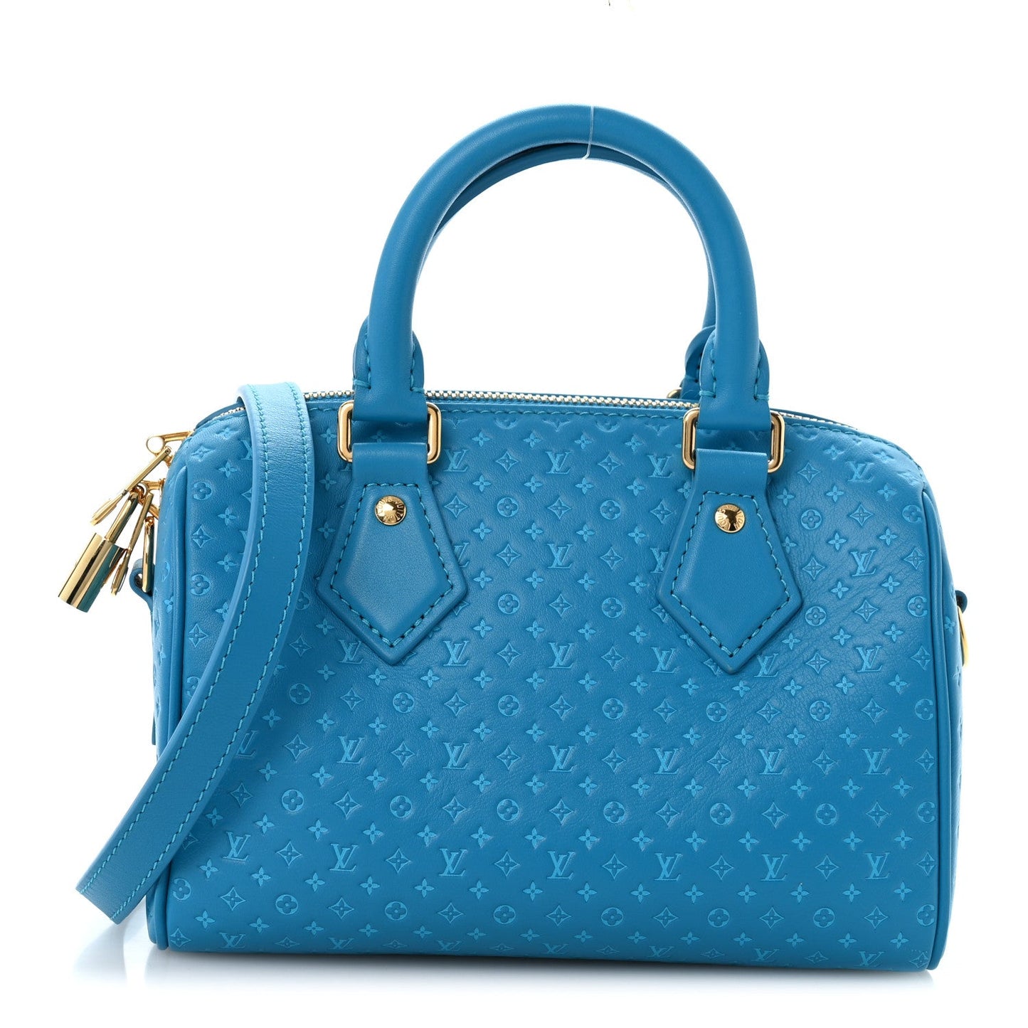 Calfskin Nanogram Embossed Speedy Bandouliere 20 Blue