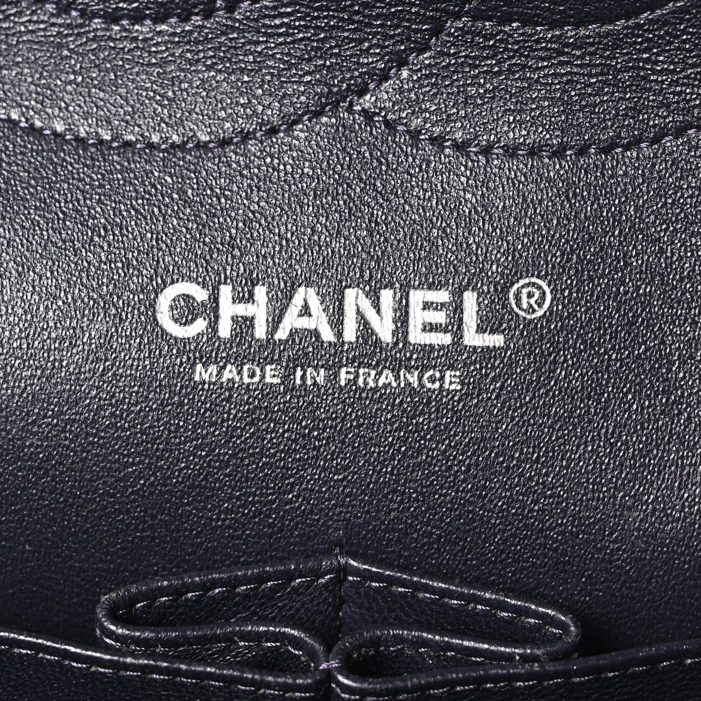 Lambskin Quilted Jumbo Double Flap Navy