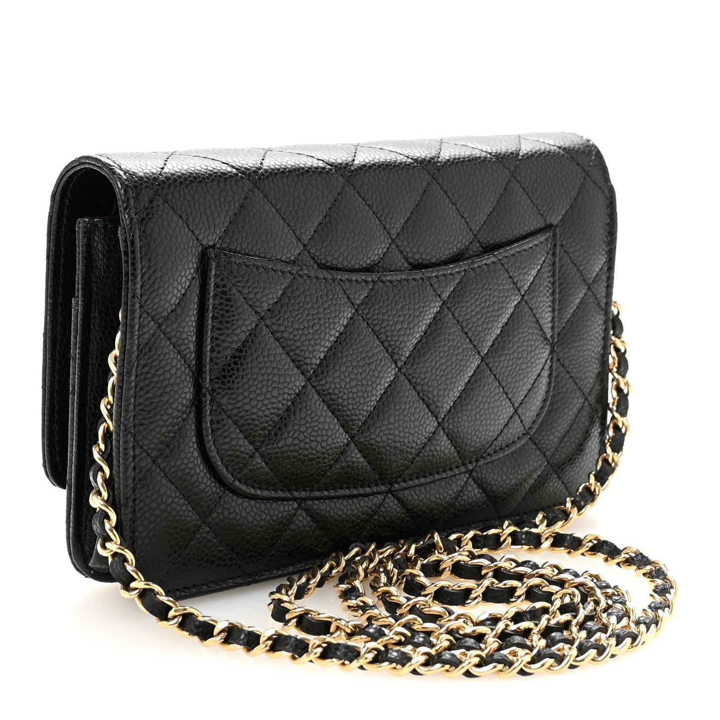 Caviar Quilted CC Turnlock Wallet On Chain WOC Black