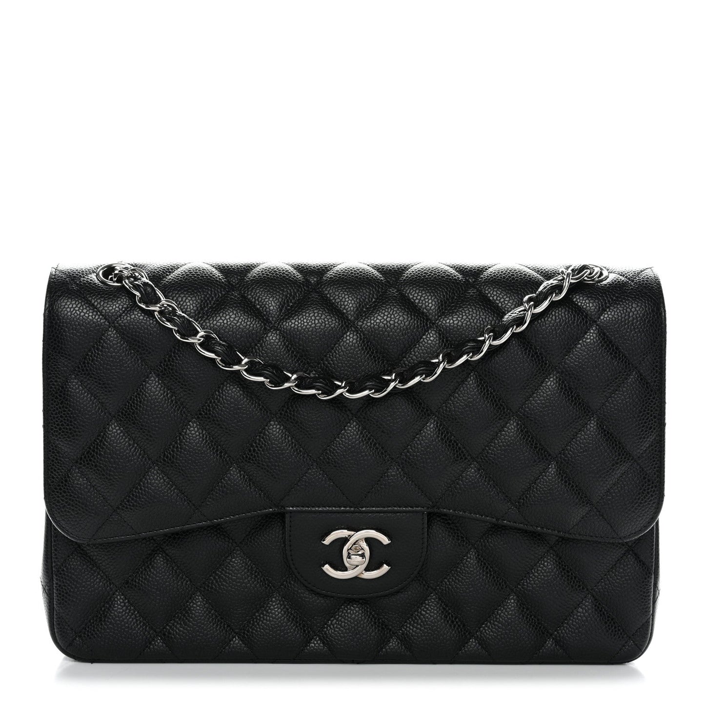 Caviar Quilted Jumbo Double Flap Black