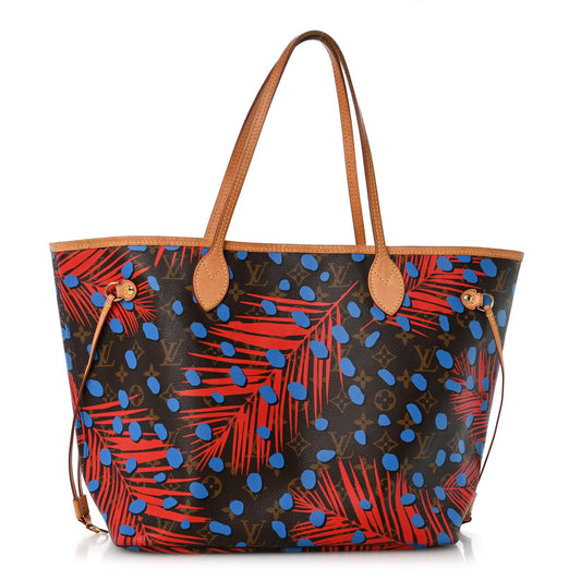 Monogram Jungle Dots Neo Neverfull MM Coquelicot Denim