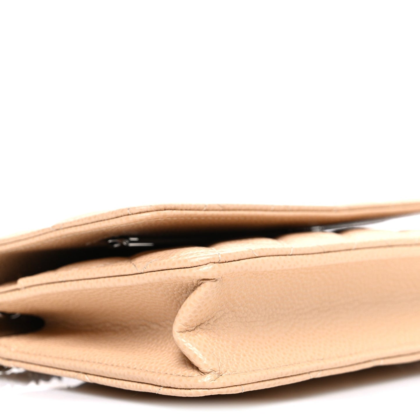 Caviar Quilted Wallet on Chain WOC Beige