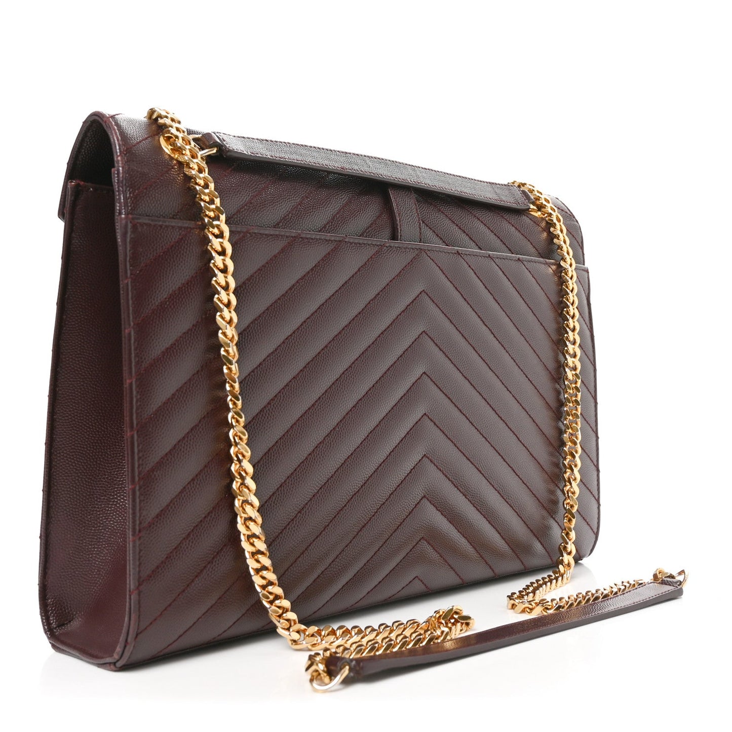 Grain De Poudre Matelasse Chevron Large Monogram Satchel Amaranto