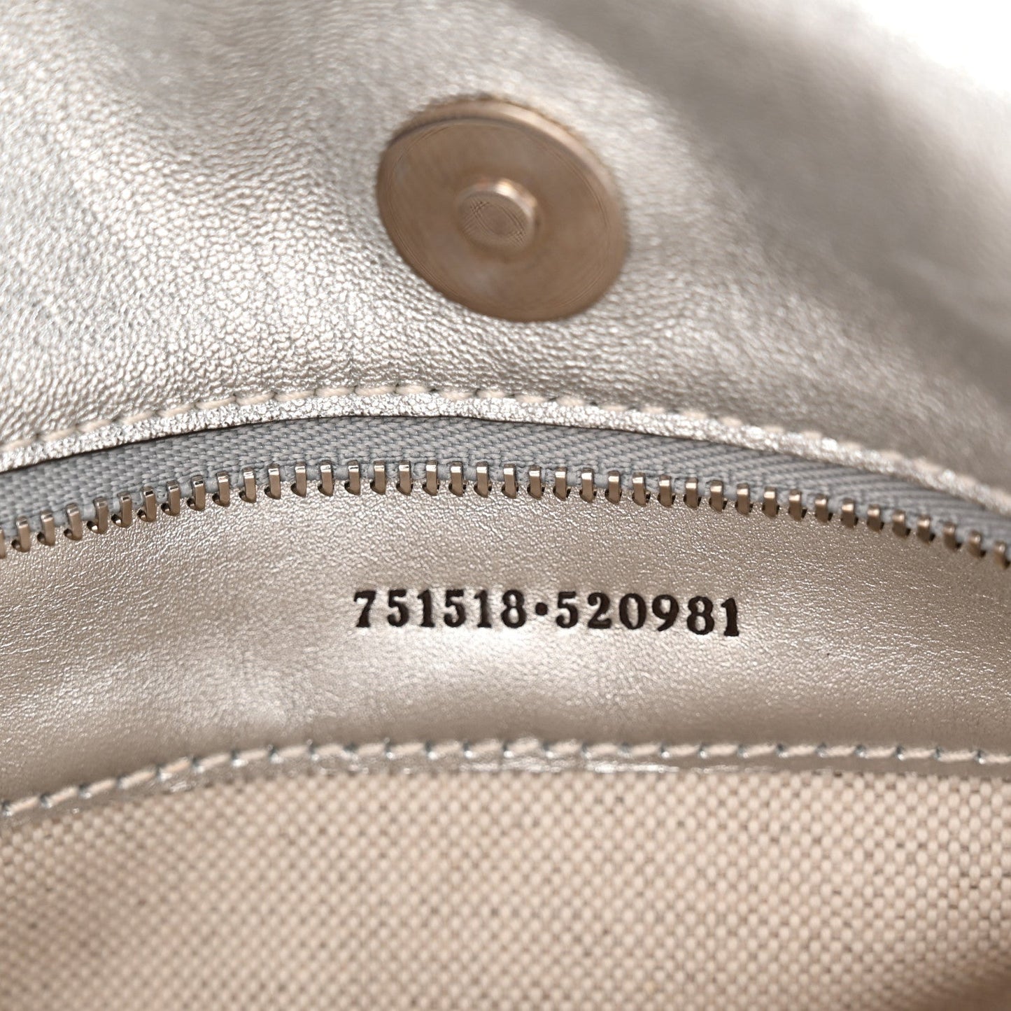 Sakai Be Green Calfskin Diagonal Stitched Small Blondie Tote Silver