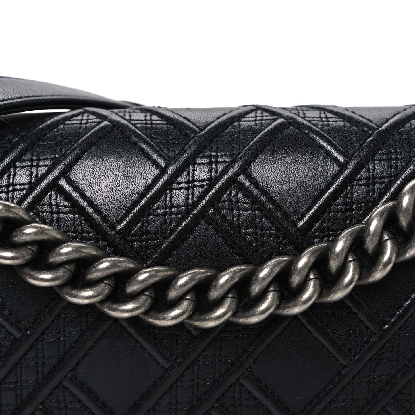 Lambskin Stitched Medium Boy Flap Black