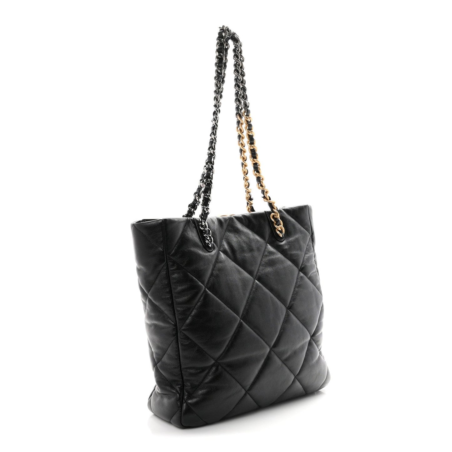 Lambskin Quilted Chanel 19 Shopping Bag Black