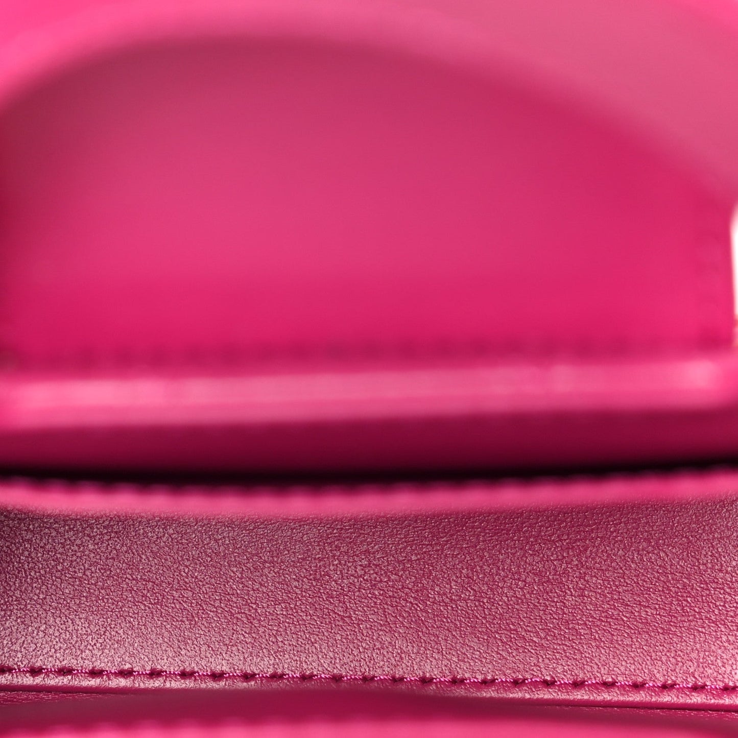 Shiny Aged Calfskin Quilted Mini Nano Kelly Shopper Dark Pink