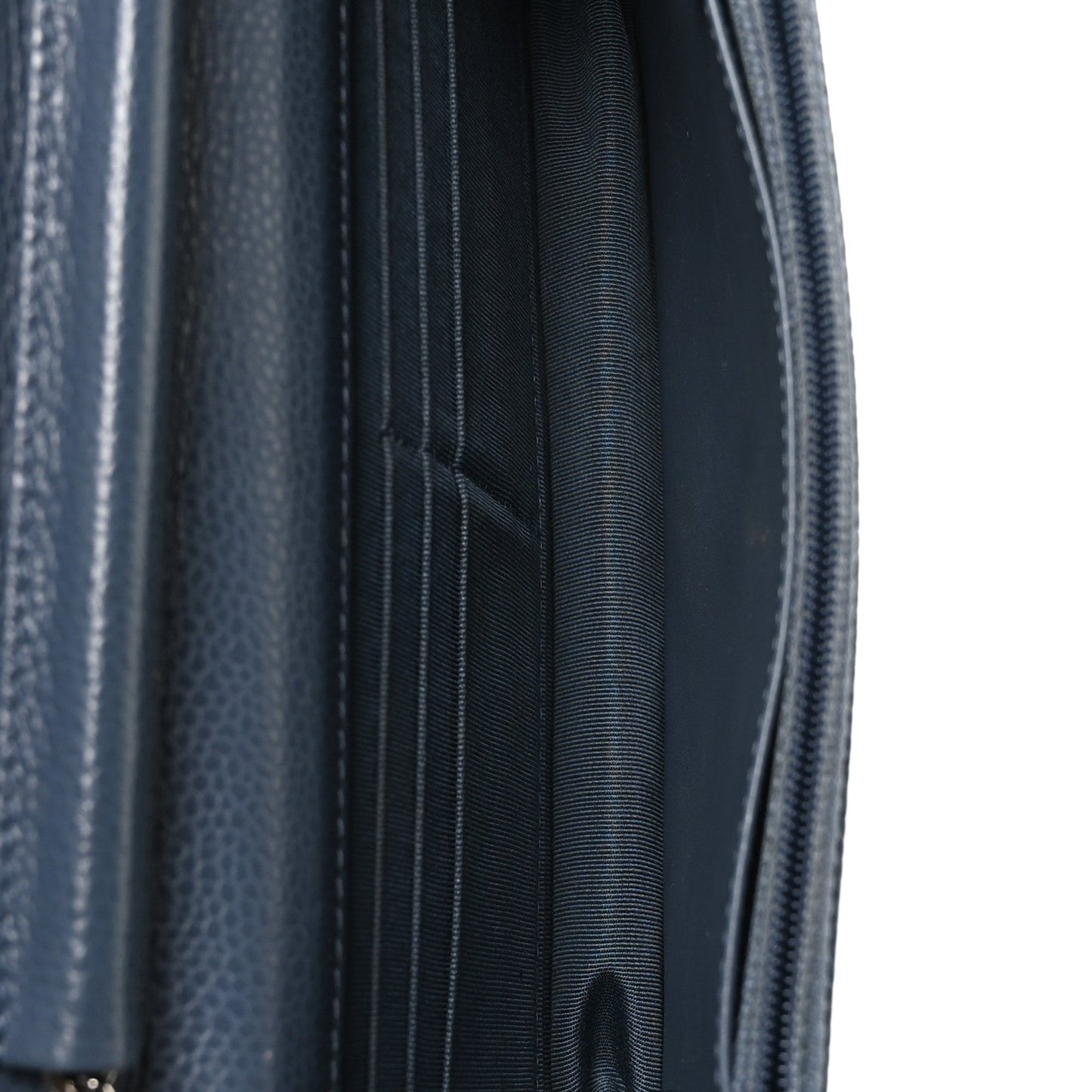 Caviar Quilted Wallet on Chain WOC Blue