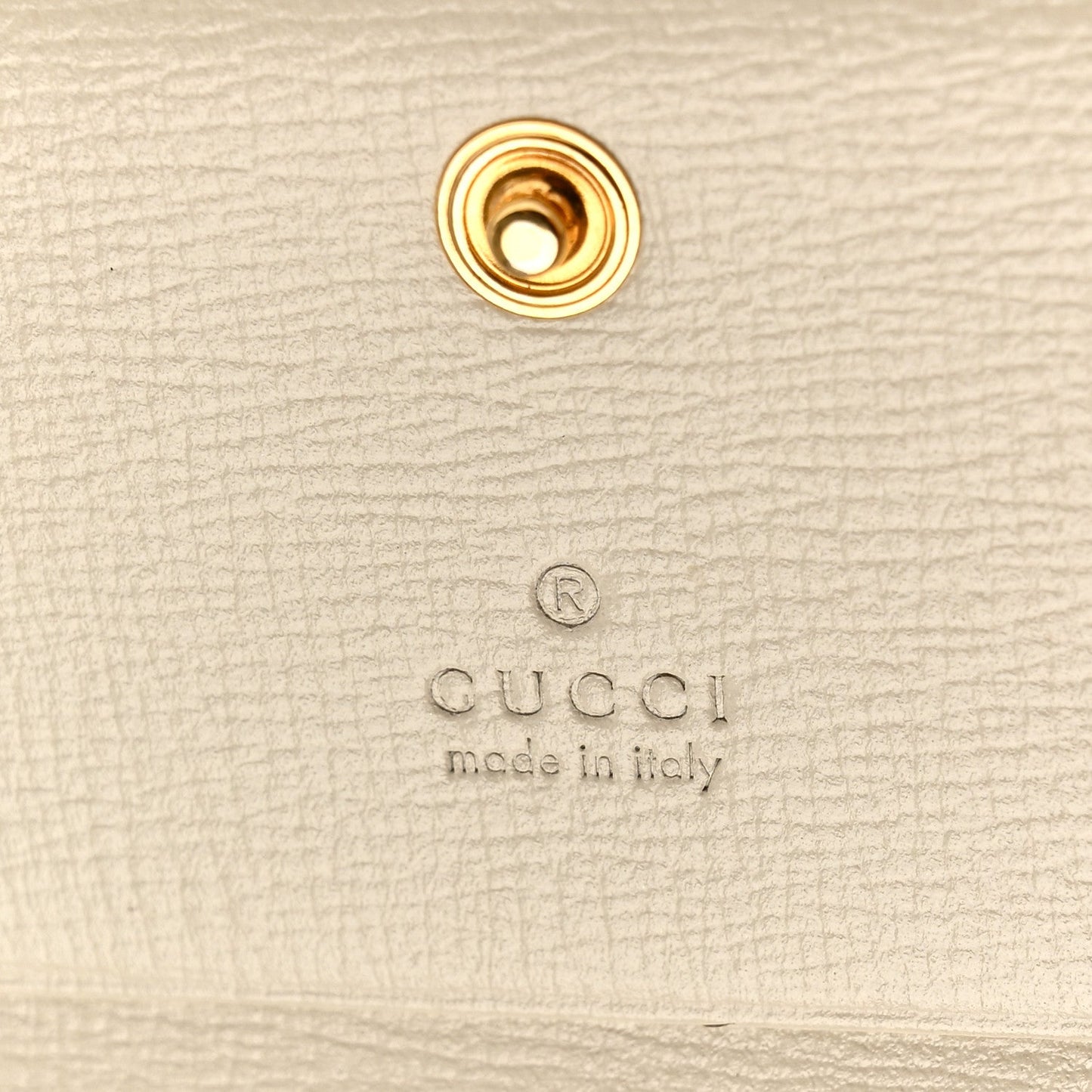 GG Supreme Monogram Azalea Calfskin Horsebit 1955 Card Case Wallet Beige Ebony Mystic White