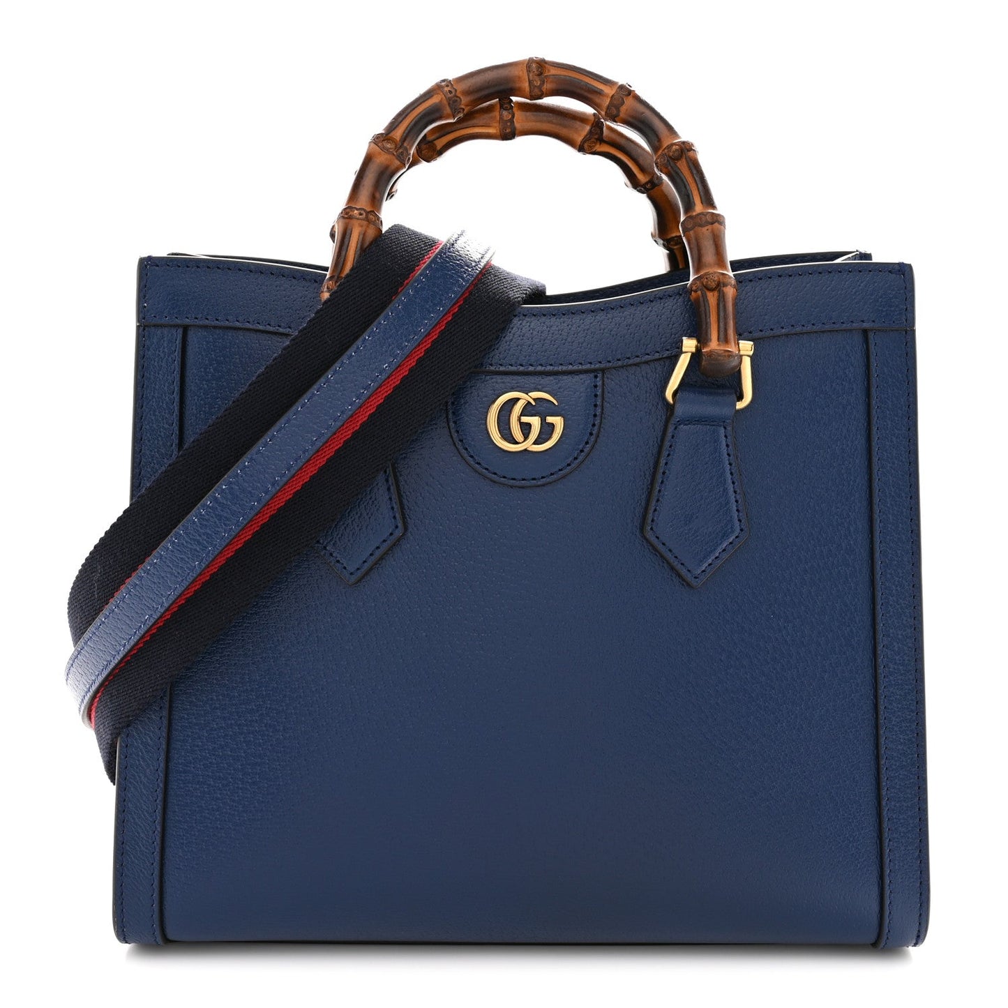 Textured Dollar Calfskin Web Small Diana Tote Bag Royal Crop