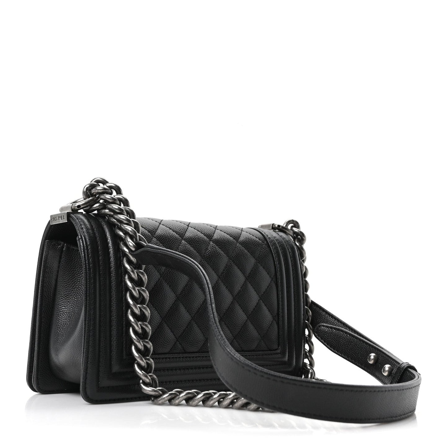 Caviar Quilted Small Boy Flap Black