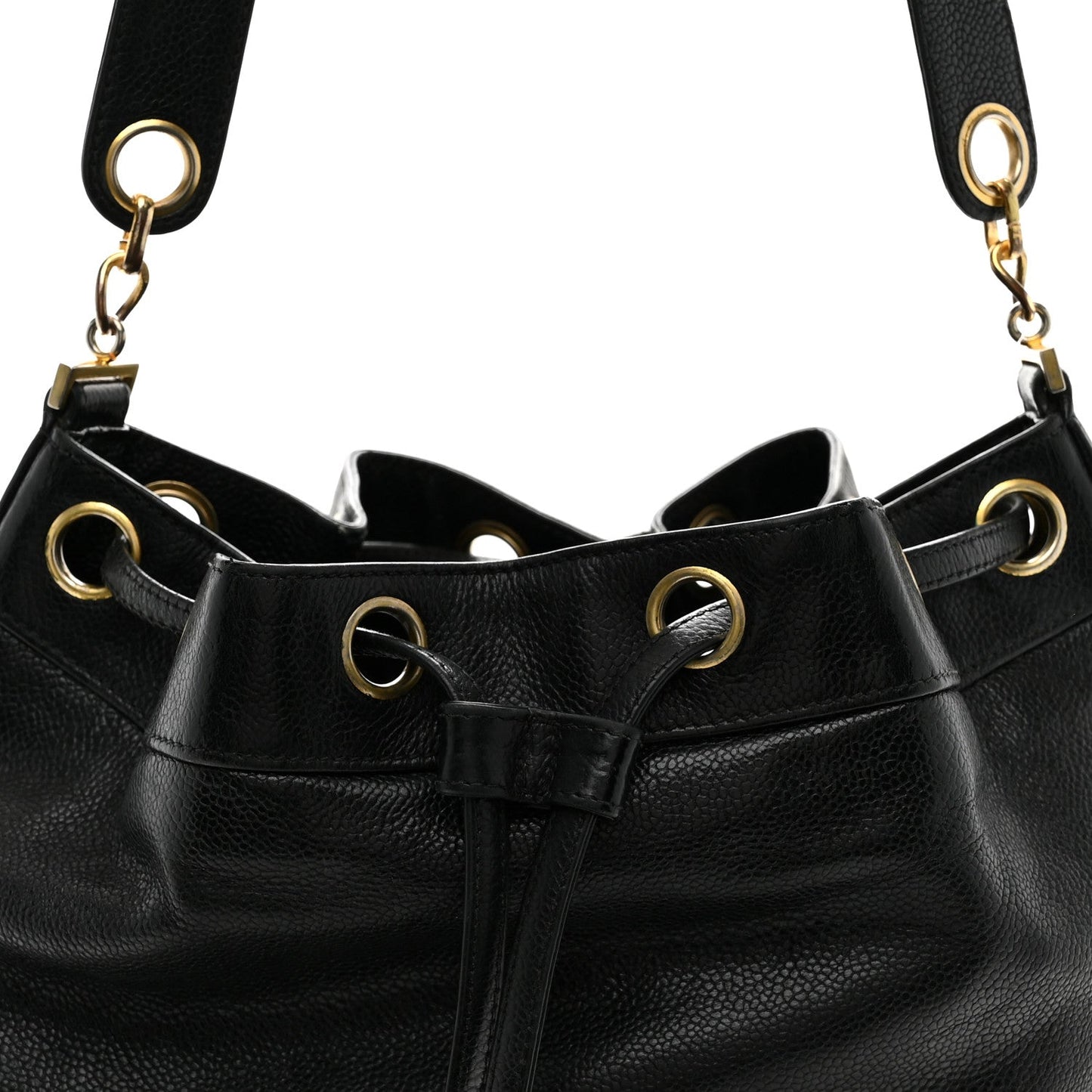 Caviar CC Drawstring Shoulder Bag Black