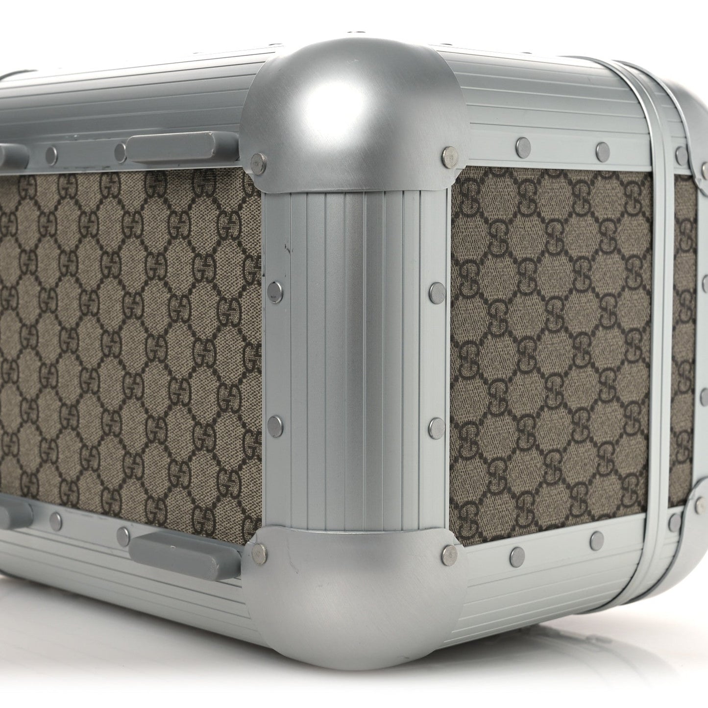 GG Supreme Monogram Aluminum Porter Beauty Case Silver