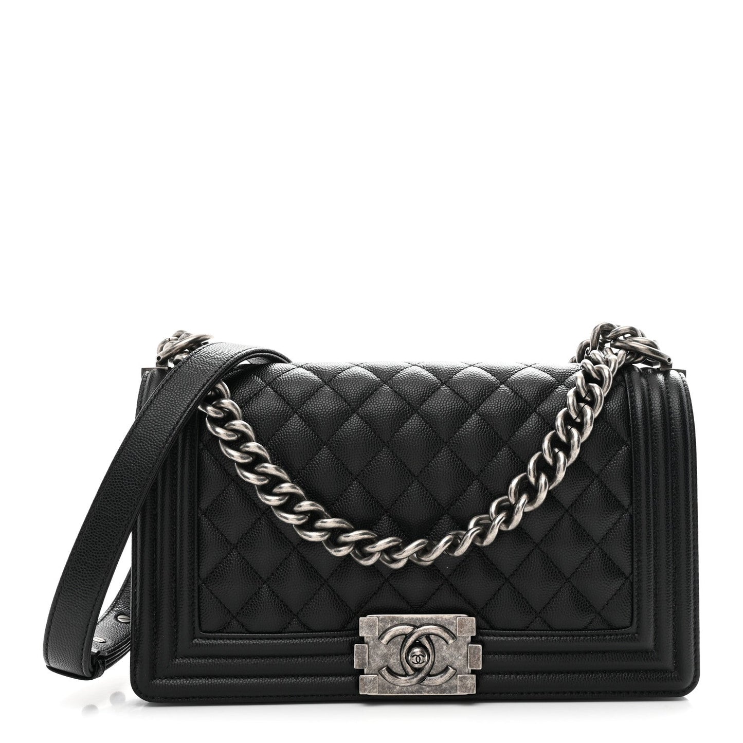 Caviar Quilted Medium Boy Flap Black