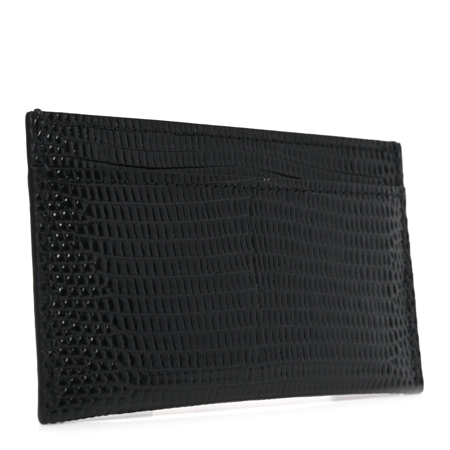Calfskin Lizard Embossed Card Holder Black