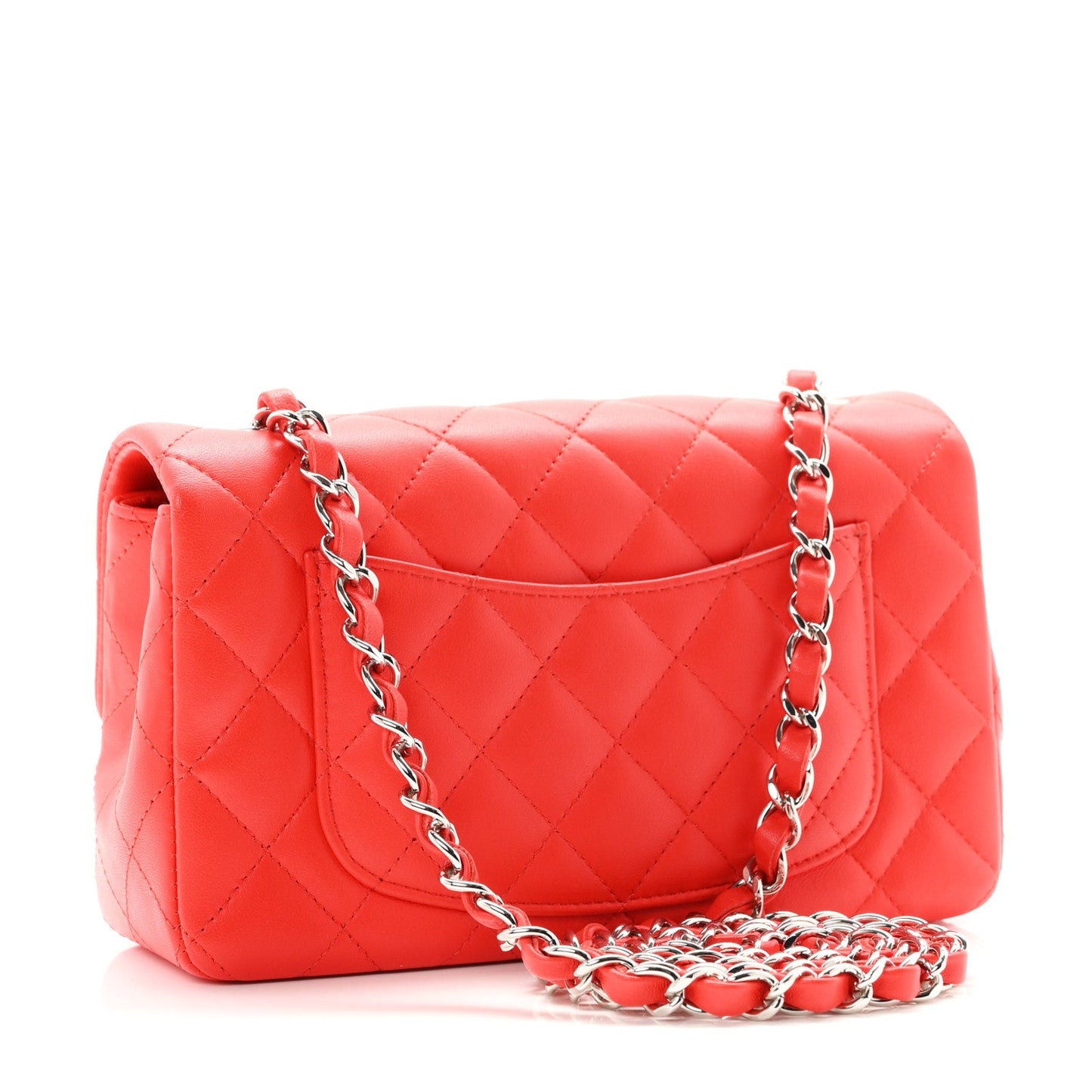 Lambskin Quilted Mini Rectangular Flap Red