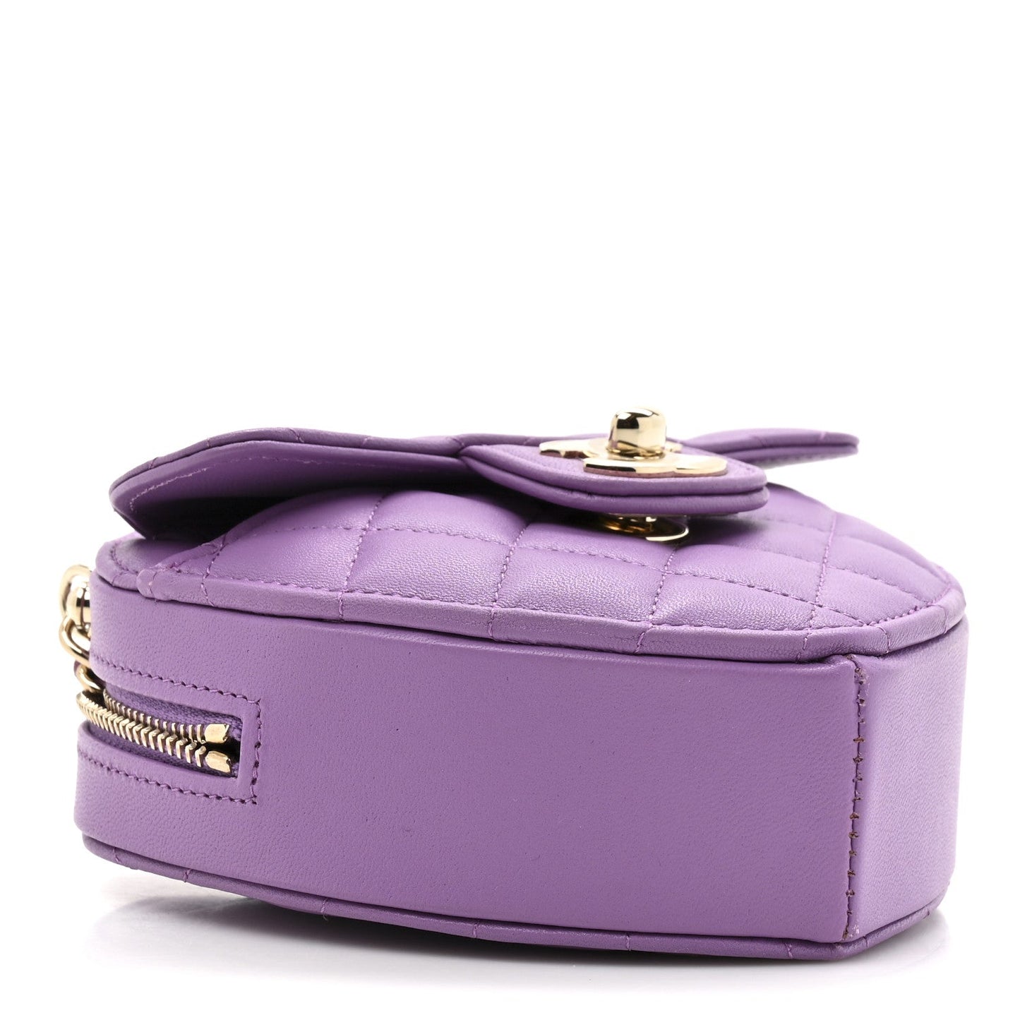 Lambskin Quilted CC In Love Heart Clutch With Chain Purple