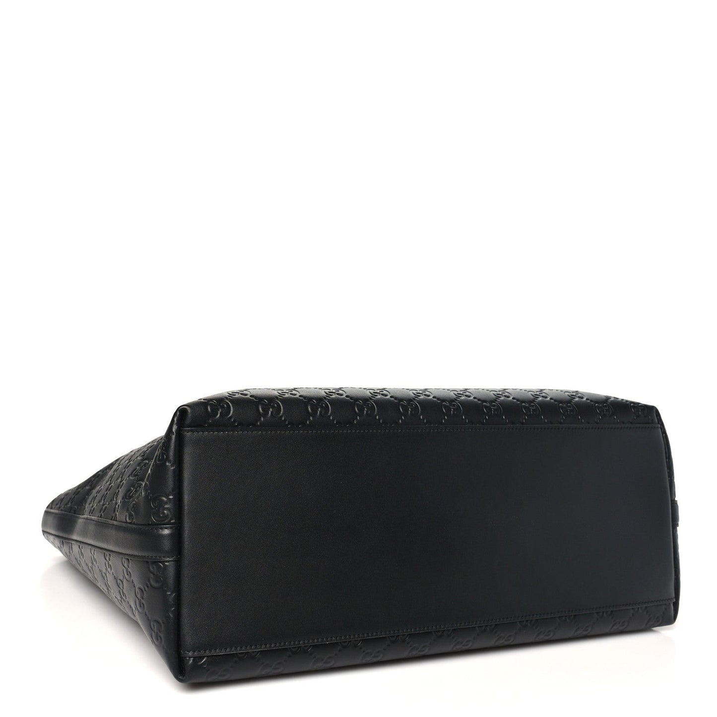 GG Calfskin Embossed Emblem Large Tote Bag Black