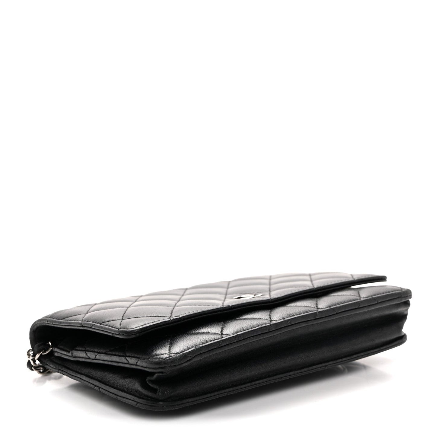 Lambskin Quilted Wallet On Chain WOC Black