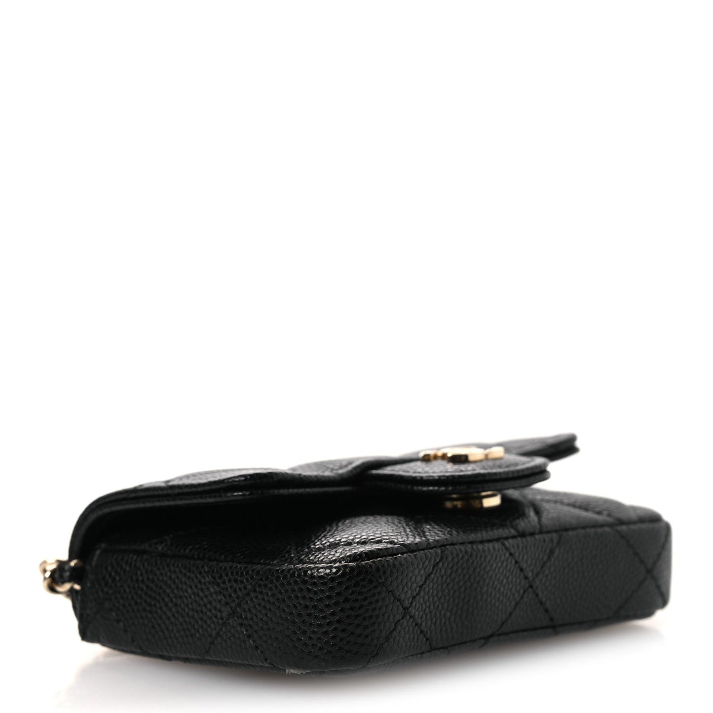 Caviar Quilted Mini Chain Belt Bag Black
